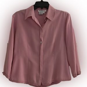 Tracy M Pink Silk Button Down Blouse, size M